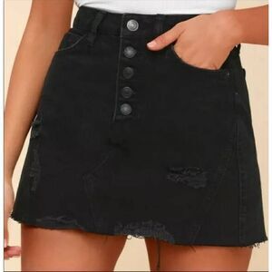 We the free free people womens Sz 24 black Distressed jean skirt